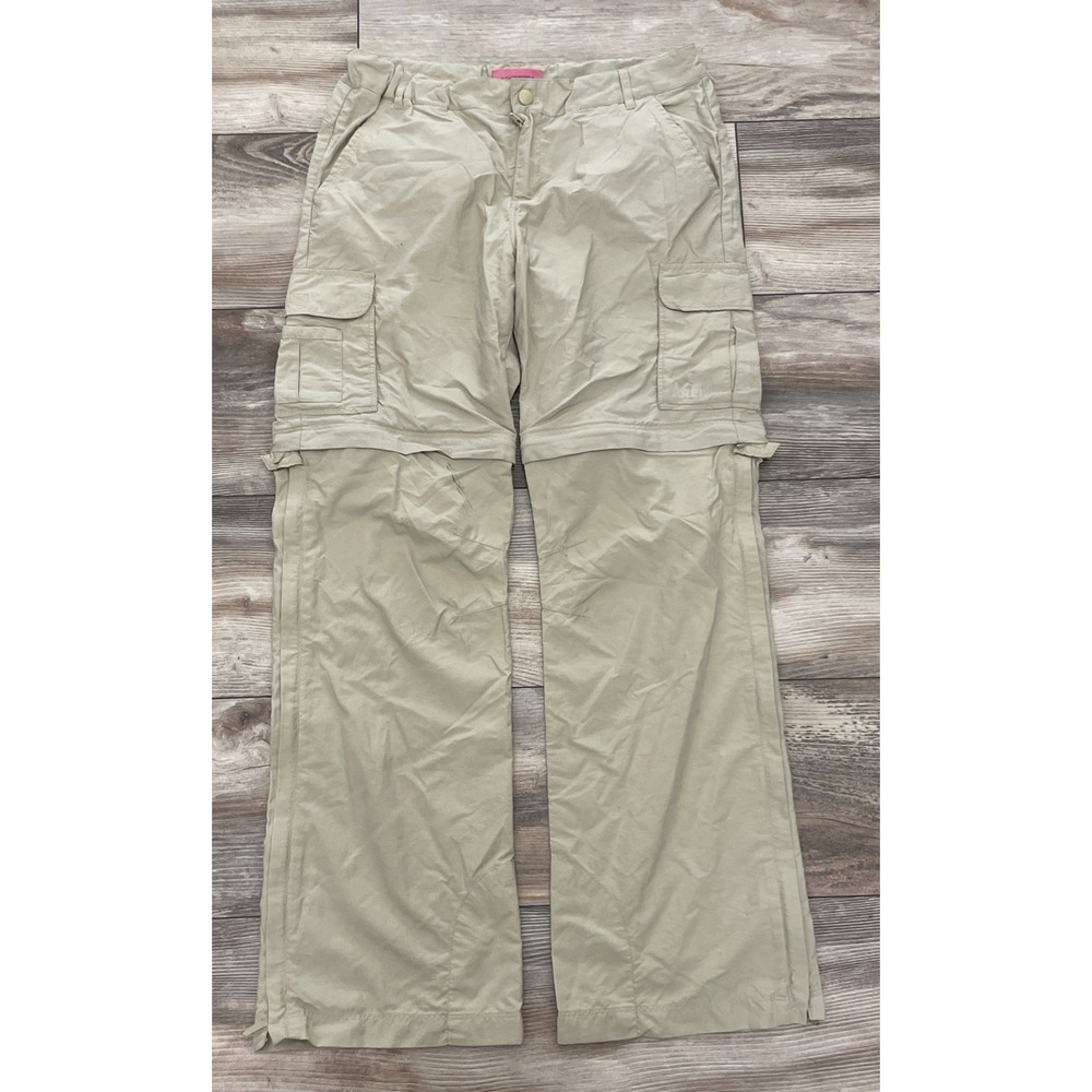 REI Kids Girls L 14-16 Zip Off Convertible Hiking Cargo Pants Beige